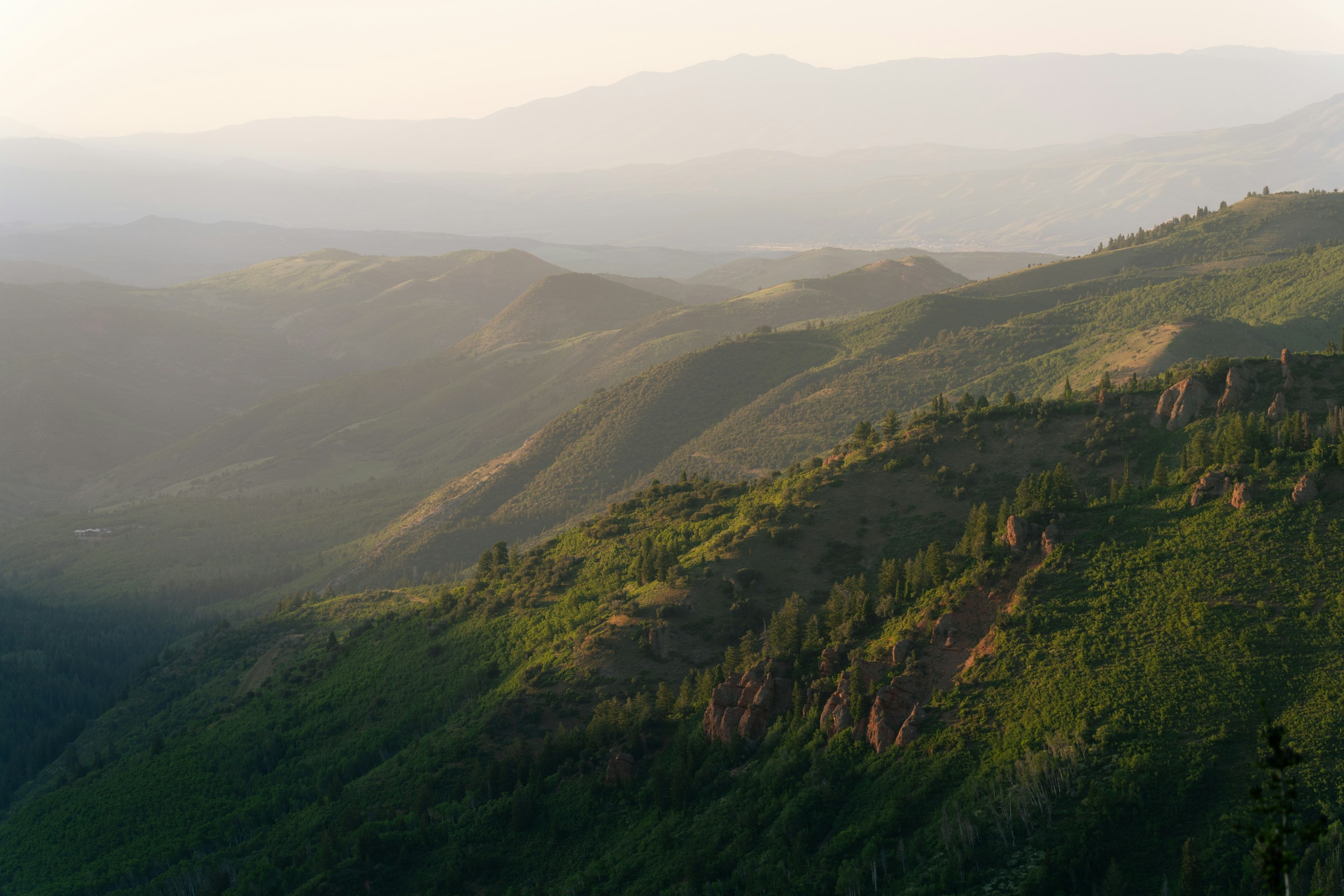 Morning light across the Wasatch mountains in Utah